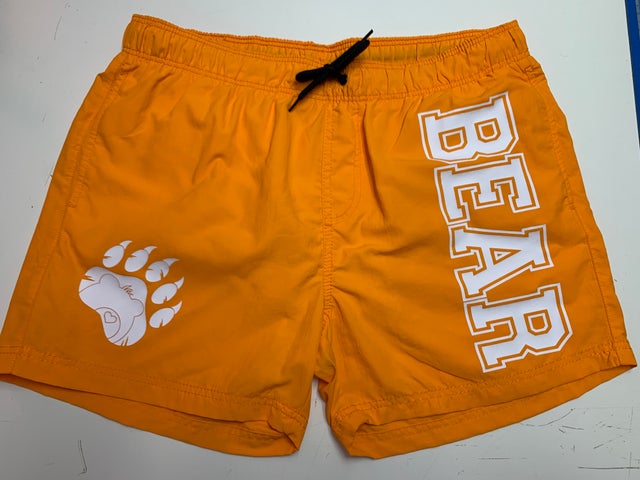 Orange Swim Trunks with BEAR print and Paw